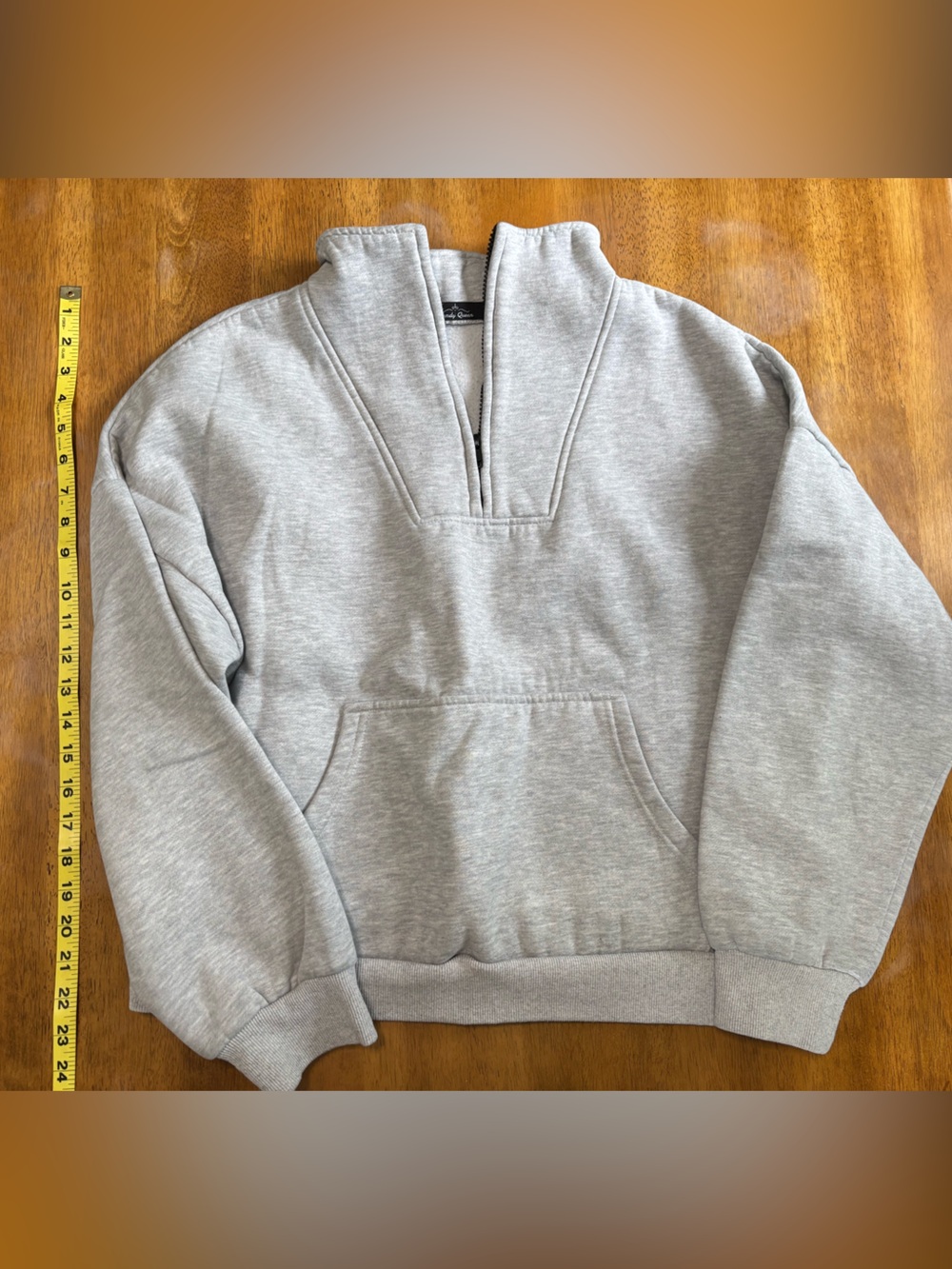 Grey Quarter-Zip Pullover Hoodie